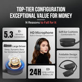 Wireless Over-Ear Headphones with Mic, Bluetooth Headphones for Cell Phone, PC, Laptop