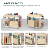 Anrigeail Wrapping Paper Storage & Organizer, Craft Cart with Ribbon & Gift Bag Storage, Wrapping Paper Organizer Holder(3 Wooden Drawers- Oak)