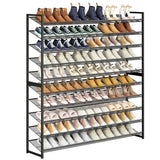 NEYCIL Large Shoe Rack 10 Tier Shoe Organizer, Heavy Duty Metal 5-Tier Stackable Shoe Storage Vertical Shoe Rack for Closet Front Door Entrance, Up to 62 Pairs, 44.8" W x 11.4" D x 71.2" H, Black