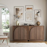 win2win 31.5" Small Buffet Cabinet with Storage, Arched Doors, Walnut, 2PCS