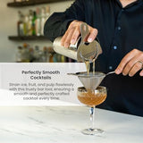 A Bar Above Gold Fine Mesh Cocktail Strainer, 304 Stainless Steel Conical Sieve, Elegant Bartender Tool with Ergonomic Handle for Tea, Coffee, Mixology, Culinary Use, and Double-Straining