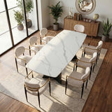 Honyee Extendable Dining Table with Leaf, 65 to 95 Inch Rectangular Sintered Stone, Modern Large Dining Room Table