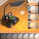 Sailstar Desk Lamp, Table Lamp with Wireless Charger & USB Port, 800LM CRI95 3 Color Modes Dimmable Touch Flexible Arm Pen Holder