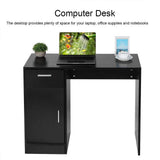 Oumefar Compact Computer Desk with Drawer and Storage Door (Black)
