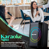 Dolphin Rechargeable Portable Bluetooth Party Speakers, 3D LED Ring Light, TWS, Wireless Microphone, and Multiple Playback Options, Easy-to-Carry, On-The-go, PA System, Karaoke-Ready
