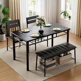 IRONCK Dining Table Set for 4, Kitchen Table with Upholstered Bench and 2 Chairs, Kitchen Table and Chairs Set for Small Space