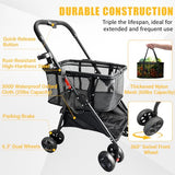 Detachable Baskets & 360°Swivel Wheels, Ultra-Light Frame, Lightweight Hand Cart 40 Gallon Large Capacity for Groceries