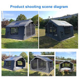 8㎡ Luxury Inflatable Camping Tent for 3–8 People, Dark Gray Tech-Cotton Fabric, 4-Season Family Inflatable House with Chimney Port and Transparent Skylight