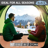 Elegear CumbreX™ Air & Foam Self Inflating Sleeping Pad, Built-in Electric Pump 4" Ultra-Thick Memory Foam Camping Mattress with Pillow Double Camping Pad 4-Season R-Value 9.5 Camp Mat (Khaki,Full)