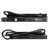 Rack Mount Power Strip - 240V 30A 2C19 & 10 C13 outlets PDU with 20,000 amp Surge Protector, Volt & Amp Meter for Data Center - 19” Metal Housing, Ears & Fittings Included Valiant Power Co