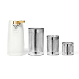 Electric Can Opener, Auto-Turn, Knife Sharpener, Bottle Opener, Easy-Clean, Corded, One-Touch, Stainless Steel Blade (White Icing)