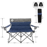 Northroad Outdoor Camping Chair Set of 3,Folding Padded Camp Chair,Collapsible Conversation Set w/1 Sofa,2 Single Chairs for Family Patio,Beach (Blue)