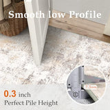 WondRg 3x14 Washable Runner Rug Beige Grey Abstract Non Slip Soft Low Pile Hallway Kitchen Rug Neutral Modern Carpet for Laundry Bathroom Bedroom Living Room Home Decor