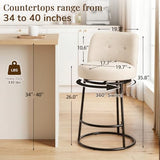 MOLENE 360° Swivel Bar Stools Set of 4, 26" H Modern Linen Counter Height Barstools