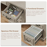 Farmhouse L Shaped Executive Desk with 4 Drawers, Home Office Desk with Hidden Under-Desk Storage