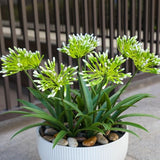 HIFORESTAR 8 Bundles Artificial Flowers Plants for Outdoor Planters | 18.9 in Green Large Fake Flowers | Spring Summer Look Real Plasic Faux Plant for Front Porch Pathway Garden Patio (Green)