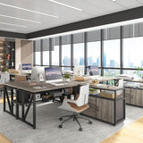 L Shaped Desk with Drawer Cabinet, 63" Executive Computer Desk and lateral File Cabinet, 2 Piece Home Office Furniture (Gray, 63 inches)