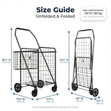 Folding Shopping Cart with Waterproof Liner & 360° Swivel Wheels | Collapsible Grocery Cart for Easy Transport