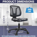 Swivel No Arms Small Home Desk Chair Without Arms for Computer with Height Adjustable Lumber Support and Rotatoable Wheels for Small Spaces