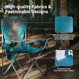 Camping Folding Chair Outdoor Lawn Portable Lightweight Camp Folding Chairs for Adult Outside with Cup Holder, Cooler Pouch & Side Pocket for Camping, Beach, Fishing, Sports or Tailgating Events, Blue