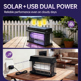 Spansol Solar Bug Zapper Outdoor, 4000 SQ.FT Mosquito Zapper with Smart Rain Off Rechargeable Mosquito Killer Lamp, Wireless Solar Powered Fly Trap for Yard Patio RV Camping (Black)