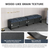 Modern Blue Upholstered Waiting Room Bench with Storage, Elegant Office Bench