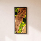 Wood and Moss Wall Art, Single Panel Natural Greenery Decor for Small Spaces, Rustic Framed Forest Wall Hanging, Maintenance-Free Biophilic Art