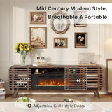 Fireplace TV Stand for 80” TVs, Walnut