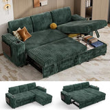 Vipbear 86" Modular Sectional Sleeper Sofa with Pull Out Bed, 3 Seat Plush Corduroy L Shaped Couch with Storage Chaise