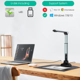 QERTYHJK 12MP Document Camera Teachers Laptop A3/A4 Size Portable Book Scanner Extension Stand