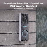 Home Surveillance Wireless Video Doorbell with Chime, Battery, Waterproof, Audible Alarm Easy to Setup,2.4GHz Wi-Fi, Human Detection