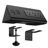Kable Kontrol Desk Clamp Power Strip with USB-C Port, Nightstand Charging Station, 3 AC Outlets, 3 USB-A Ports, Fast Charger, Easy Installation for Home, Offices, Hotels – 4.9 Ft, Black, 1 Pc