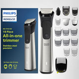 Norelco Philips Multigroom 7000 Series, All-in-One Trimmer, Beard Trimmer and Hair Clipper, 19-Piece Men's Grooming Kit for Beard, Head, Hair, Body, and Face, Soft Pouch, MG7910/49