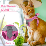 NCMAMA Cat Harness and Leash Set for Walking Escape Proof, Soft Adjustable Kitten Harness Breathable Mesh with Reflective Strips Harness for Kitty Puppy Bunny(Pink,XS)