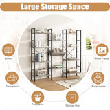 Shintenchi Industrial Bookcase,71.6” Triple 4 Tier Bookshelf with 11 Open Display Shelves