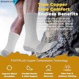 FOOTPLUS 6 Pairs Copper Hiking Running Socks,Crew Cushioned Sole Arch Support Compression Camping Trekking,Moisture Wicking Odor Free Traveling Skiing Socks White, XX-Large