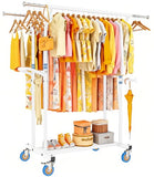 YGleeao Heavy Duty Clothes Rack for Hanging Clothing: 800LBS Rolling Coat Racks Poartable Garment with Wheels Shelves Freestanding Sturdy Metal Adjustable