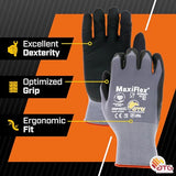 ATG MaxiFlex PIP 34-874/XL MaxiFlex Ultimate, Foam Nitrile Palm Coated Gloves, Gray, XL (Pack of 3)