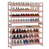 NEYCIL Large Shoe Rack 8 Tier Shoe Organizer, Heavy Duty Metal 4-Tier Stackable Shoe Storage Vertical Shoe Rack for Closet Front Door Entrance, Up to 50 Pairs, 44.8" W x 11.4" D x 56.7" H, Pink