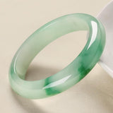 Certified Natural Green Jade Bangle Bracelet for Women Wealth Good Luck