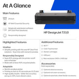 DesignJet T210 Large Format 24-Inch Plotter Printer for Easy CAD & Poster Prints