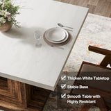 Tribesigns 47-Inch Farmhouse Dining Table for 4, White Kitchen Dinner Table with Heavy Duty Pedestal