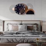 39.3X17.7 inch Extra Large Wall Clock, Modern Luxury Wood and Metal Decorative Clocks for Living Room, Silent Non-Ticking Big Hanging Clock, Battery Operated Wall Decor Gift Idea