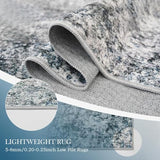 12x18 Washable Area Rug: Extra Large Abstract Living Room Rugs BlueGray
