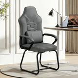 Newnno Leather Office Guest Chair No Wheels High Back Computer Reception Chairs