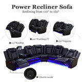 A Ainehome Living Room Furniture Power Recliner Sofa, Breathing Leather Power Reclining Sofa Set