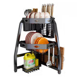 OCKULT Over Sink Dish Drying Rack, Foldable Corner Sink Drying Rack, 3-Layer Dish Rack,Multifunctional Counter Organizer Shelf, 54*30cm, Black