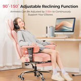 COMHOMA Desk Office Chair Big and Tall Office Chairs Ergonomic Gaming Chairs with Wide Seat Leather High Back Chair with Foot Rest Adjustable Armrests Pocket Spring Lumbar Support