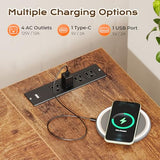 Huuger 63 Inch L Shaped Desk with Power Outlets and USB-C Port, 0.95 Inch Thicker Desktop, Reversible Computer Desk, Rustic Brown