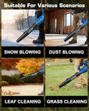 LUXTER Cordless Leaf Blower 320 CFM & 120 MPH Brushless Electric Leaf Blowers 2-Levels Variable Speed with 2 X 4.0Ah Battery and Fast Charger Included